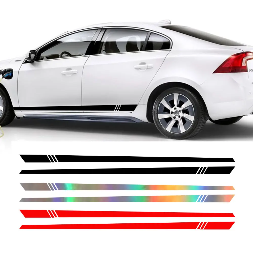 

2pc Stripe Style Side Stripes Car Both Body Stickers Decal Car Wrap Vinyl Film Automobiles Products