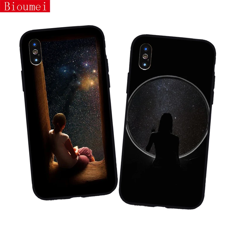 

Bioumei silicon TPU case for iPhone XR XS Max XS 5 6 6S 7 8 Plus girl and galaxies planets universe for iPhone 7case 82