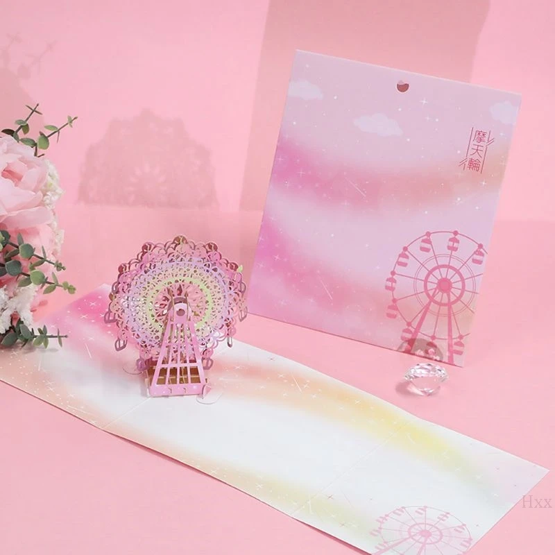  New 3D Pop Up Ferris Wheel Greeting Cards Postcards Invitations Envelope Birthday - 4000340972997