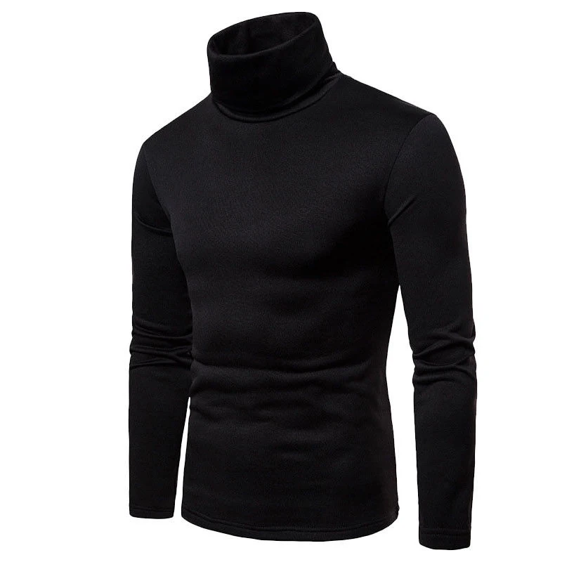 Mens Winter Thermal Turtle Neck Skivvy Pullover Stretch Basic Solid Thick T Shirt