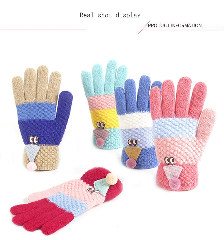 Высокое качество, Зимние Детские двойные толстые теплые перчатки, вязаные бархатные перчатки, вязаные перчатки для мальчиков и девочек, детские От 6 до 10 лет