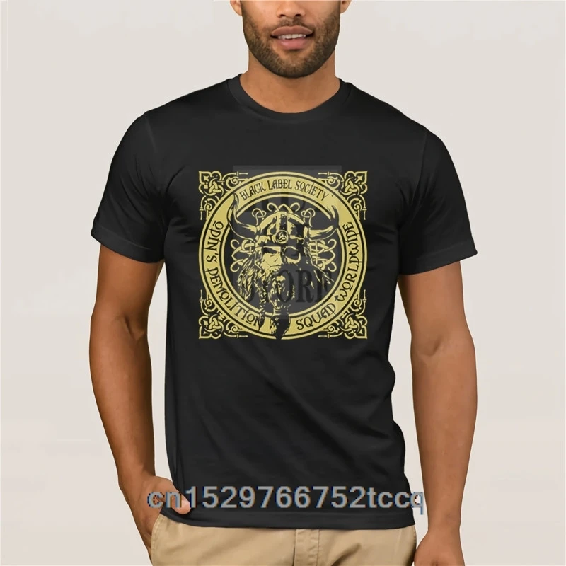 T-shirt untuk Pria BLACK LABEL SOCIETY Odin Merek Baru Resmi Gaya Hip Hop Pria Atasan Dicetak Lengan Kasual T-shirt