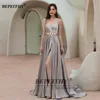 BEPEITHY Sleeveless A-Line Prom Dress High Slit With Sash Court Train V Neck Sexy Evening Gown Party Luxury For Plus Size Women ► Photo 3/6