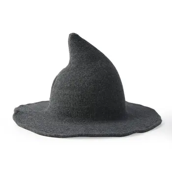 

Halloween Personality Witch Hat Diversify Sheep Wool Cap Knitting Fishing Hat Fashion Women Witches Pointed Bucket