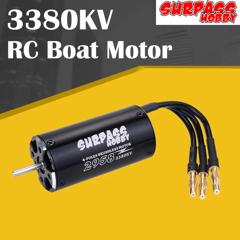 SURPASS HOBBY 2958 3380KV 4-полюсный 3 175 мм вал бесщеточный Водонепроницаемый мотор для 600-800 RC