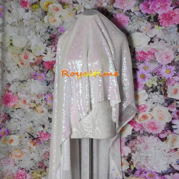 

Royaltime 1M/2M DIY 3mm Fabric Sequin Paillette Iridescent White Sparkly Glitter Fabric for Dress Stage Party Wedding Decoration