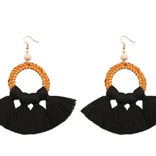 Богемные серьги с кисточками, длинная веревка, бахрома, висячие серьги для женщин, модные ювелирные изделия