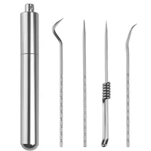 Toothpick-Set Storage-Container Stainless-Steel with Portable Outdoor Household Travel-Seal