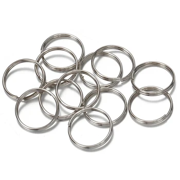 50pcs 304 스테인레스 스틸 키 링 커넥터 결과 diy 키 체인 만들기 10/12/18/20mm 더블 루프 서클 베젤 액세서리