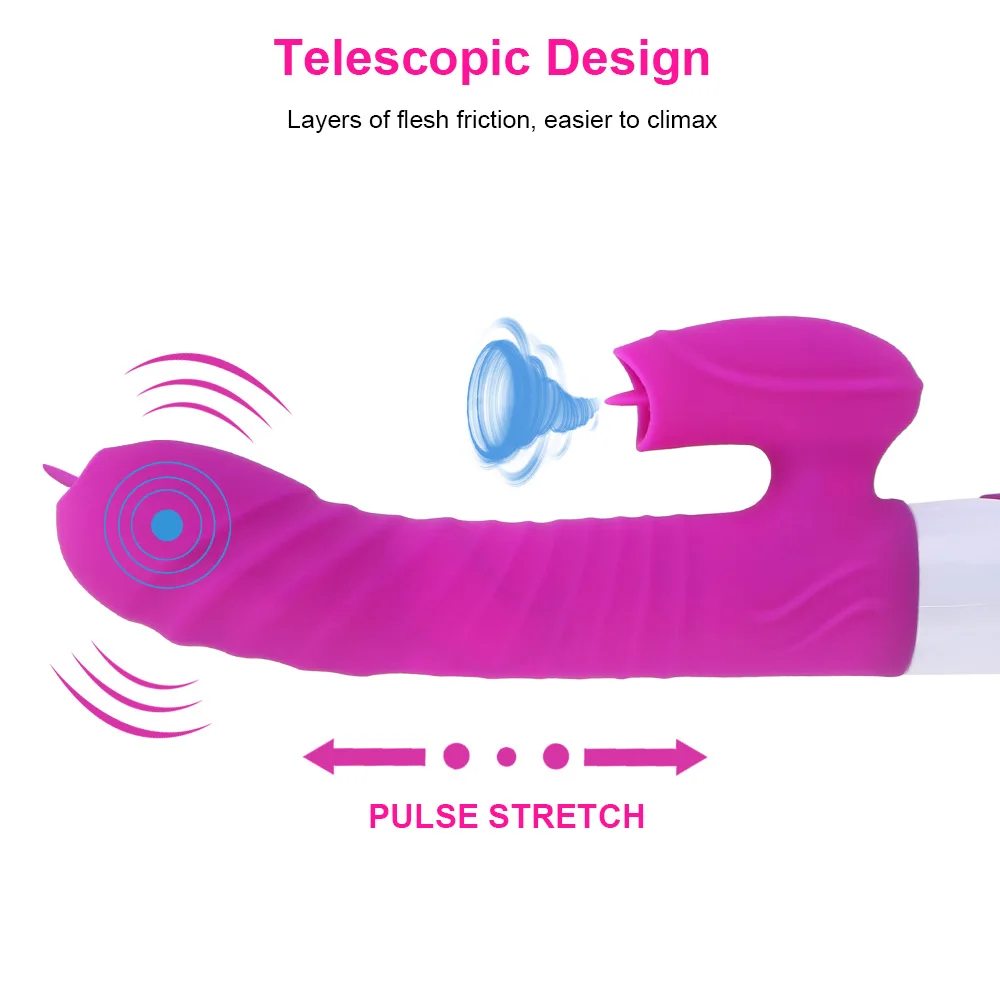 Vibratore bacchetta vibratore telescopico riscaldabile vibratore doppia lingua giocattoli del sesso per le donne G Spot Clitoride S_voghion.com