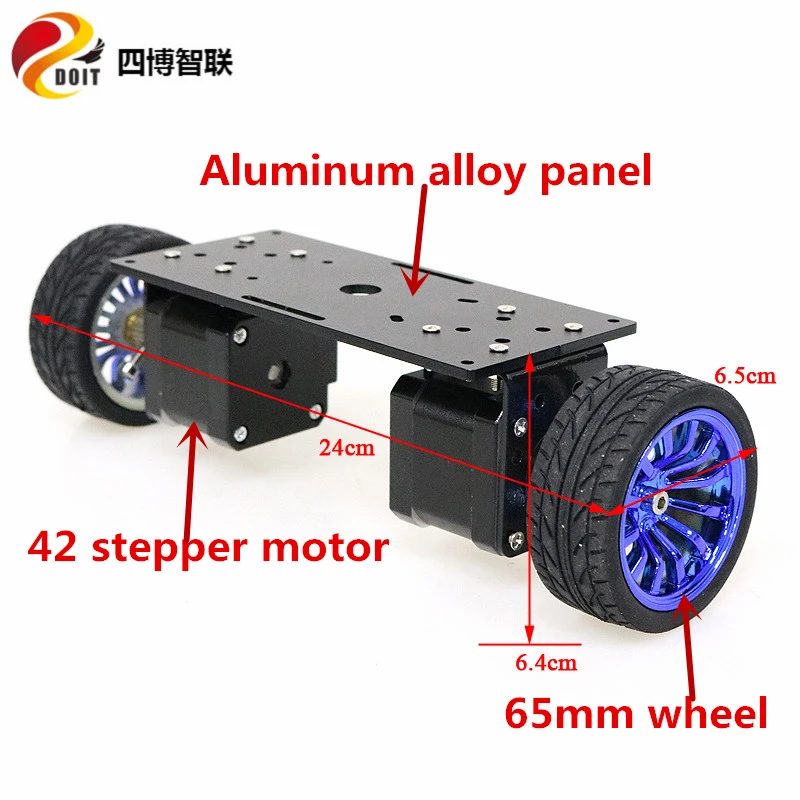 SZDOIT 2WD баланса Металла Смарт шасси автомобиля 2-х колесный Алюминий сплав робот рамка 65 мм/85 мм/130 мм колеса 42 Шаговый двигатель игрушка «сделай сам»