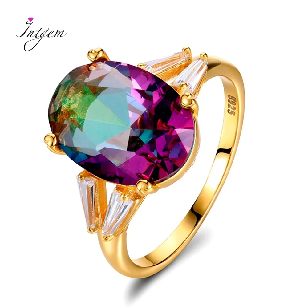 

925 Silver Ring Ladies Color Tourmaline Ring Oval 10*14MM Fashion Party Wedding Valentine Gift Fine Jewelry Rings Wholesale