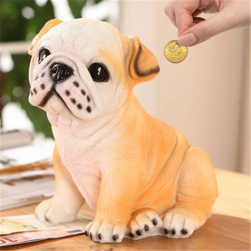 

Children cartoon Puppy Saving Box French bulldog Model Staue Creative Resin Art Crafts Decoration Collection Christmas Gift Toys