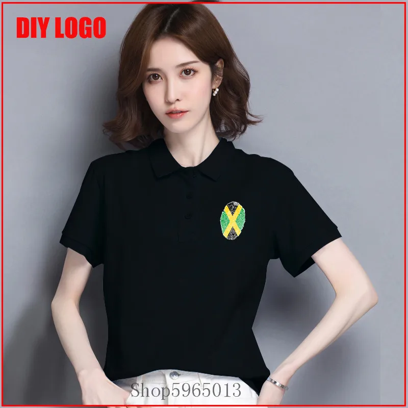 2020 Jamaica Fingerprint polo shirt women short sleeve Comfortable All Cotton Polo Hot Sale Short Sleeve cotton polo Summer Top photo