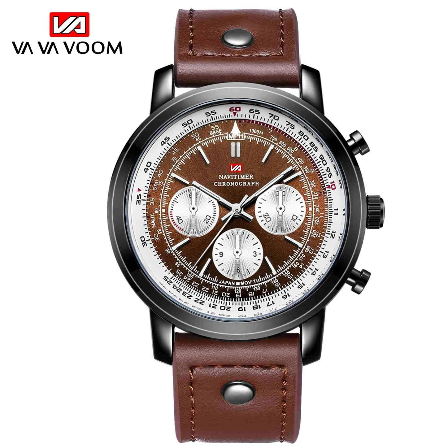 Airplane Sports Military Blue Dial Pilot Calendar Men Wristwatch Chronograph Fashion Casual Brand Army Brown Leather Watches 