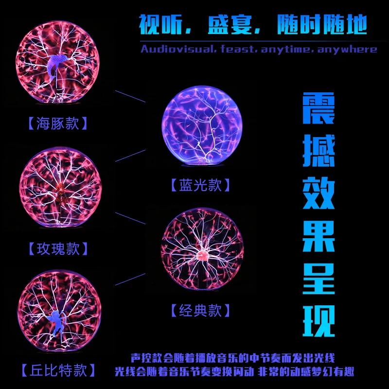 Искусственный молниеносный шар ионный шар Тесла катушка светящийся шар дуга шар сенсорный молния может быть голосовым управлением 12 В