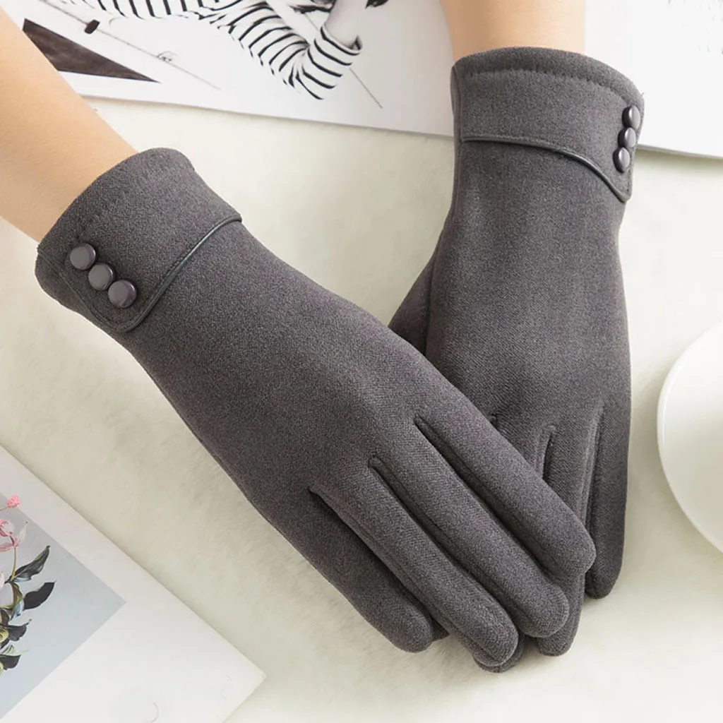 

Women Gloves Winter Thermal Womens Winter Warm Gloves Wrist Mittens Driving Ski leatherGloves Women Long#4