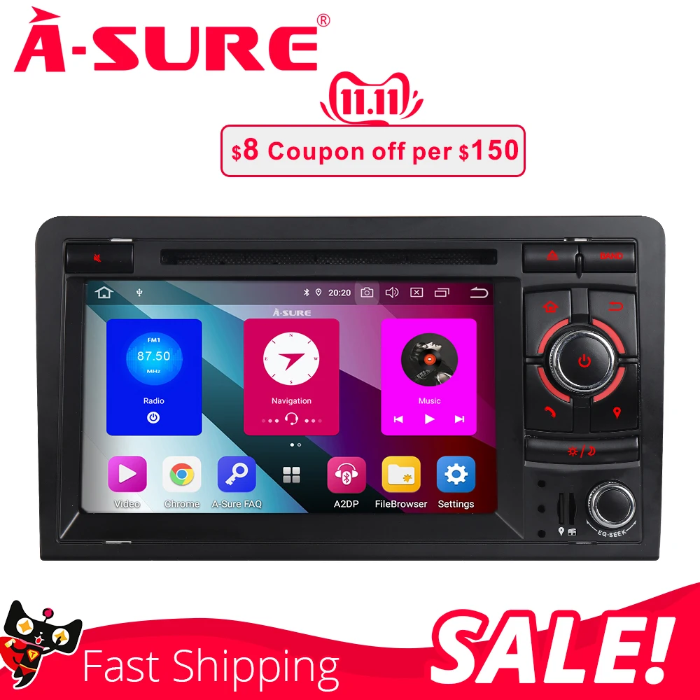 Excellent A-Sure 2 Din 7 Inch Android 9.0 Car Radio DVD GPS Player For Audi A3 (2003-2011) S3 RS3 RNSE-UP Navigation With 4GB RAM 8 Core 1 Excellent A-Sure 2 Din 7 Inch Android 9.0 Car Radio DVD GPS Player For Audi A3 (2003-2011) S3 RS3 RNSE-UP Navigation With 4GB RAM 8 Core 1