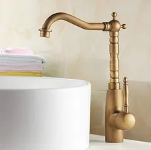 

Vintage Retro Antique Brass Single Handle One Hole Bathroom Kitchen Basin Sink Faucet Mixer Tap Swivel Spout Deck Mounted man003