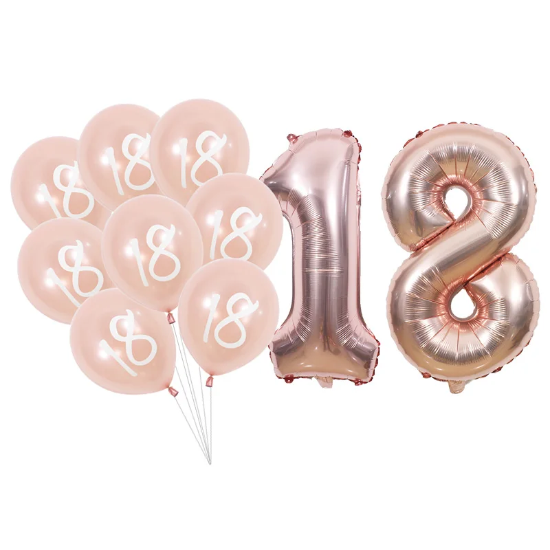 

18 birthday balloon rose gold 18th birthday pary decorations number digital 18 balloon 18 year anniversary party balloons