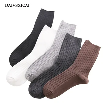 

3Pairs/lot=6pieces Autumn Winter Mens Business Socks Solid Color Double Needle Pumping Cotton Male Casual Socks