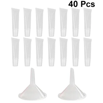 

40 pcs Empty Tubes Transparent Travel Plastic Refillable Soft Tube Cosmetic Container for Lip Balm Lip Gloss