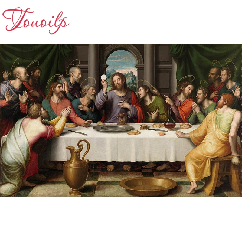 Алмазная живопись TOUOILP 100% 5d Daimond алмазная The Last Supper круглая/квадратная стразы
