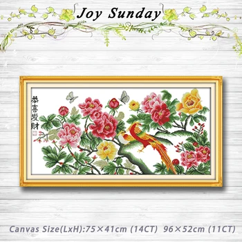 

Wish you prosperity peony phoenix Patterns Counted Cross Stitch DMC 11CT 14CT Cross Stitch Sets Embroidery Home Decor Needlework