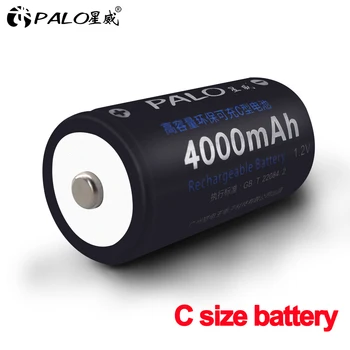 

PALO 1-12 pcs C size rechargeable battery type C LR14 battery 1.2V NI-MH rechargeable C battery 4000mAh low self discharge