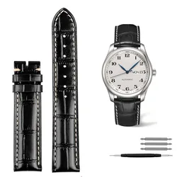 Premium Genuine Leather Watchband Strap - Elegant Cowhide Bracelet in Multiple Sizes - 21mm (Black without clasp)