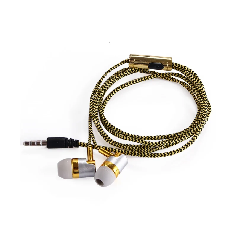 KY-384# Nylon Braided Headset Wired Earphone With Microphone Portable Audio And Video Device