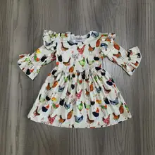 Осенне-зимняя детская одежда из молочного шелка для девочек детское хлопковое платье до колен с длинными рукавами и рюшами для маленьких девочек бутиковая Одежда с бантом