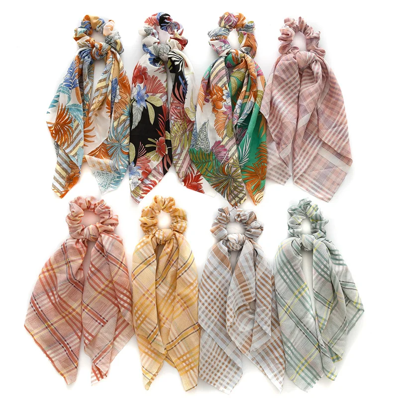 Модный стильный шарф «конский хвост», эластичная резинка для волос для женщин, бантики для волос, резинки для волос, резинки для волос с цветочным принтом, ленты для волос