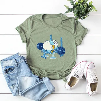 

Plus Size S-5XL Funny Egg Print T-Shirt Women Shirts 100%Cotton O Neck Short Sleeve Tees Summer T-Shirt Pink Top TShirt Female