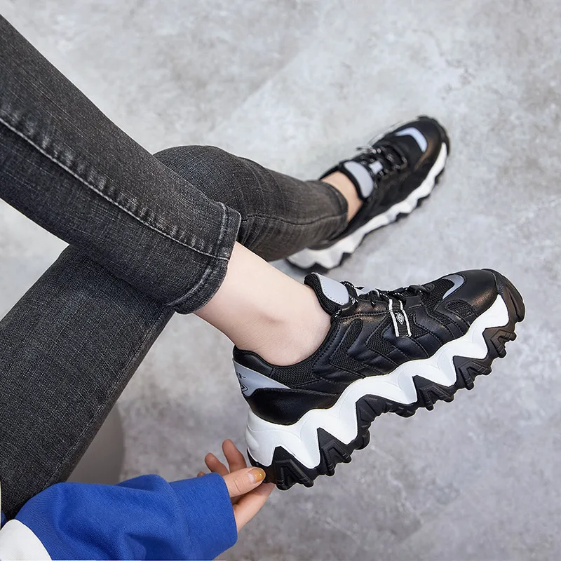 

Dad Shoes Women's 2020 Spring Western Style Versatile Lightweight Thick Bottomed Extra High Lace-up Casual Sports Shoes Women's