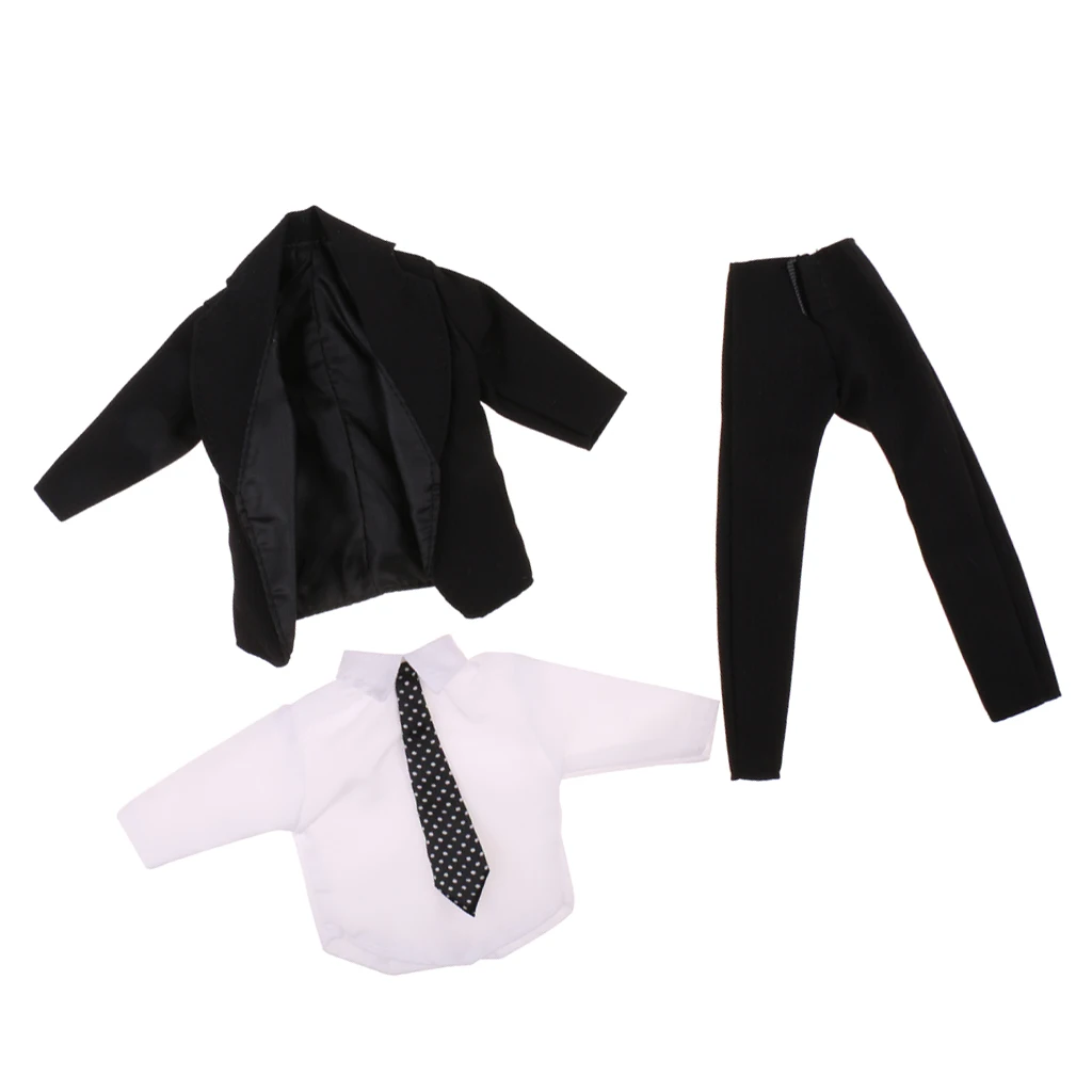 3Pcs Modern Doll Clothes Suit Coll Doll Business Suit for  Ken Doll Coat & Shirt & Pant Black