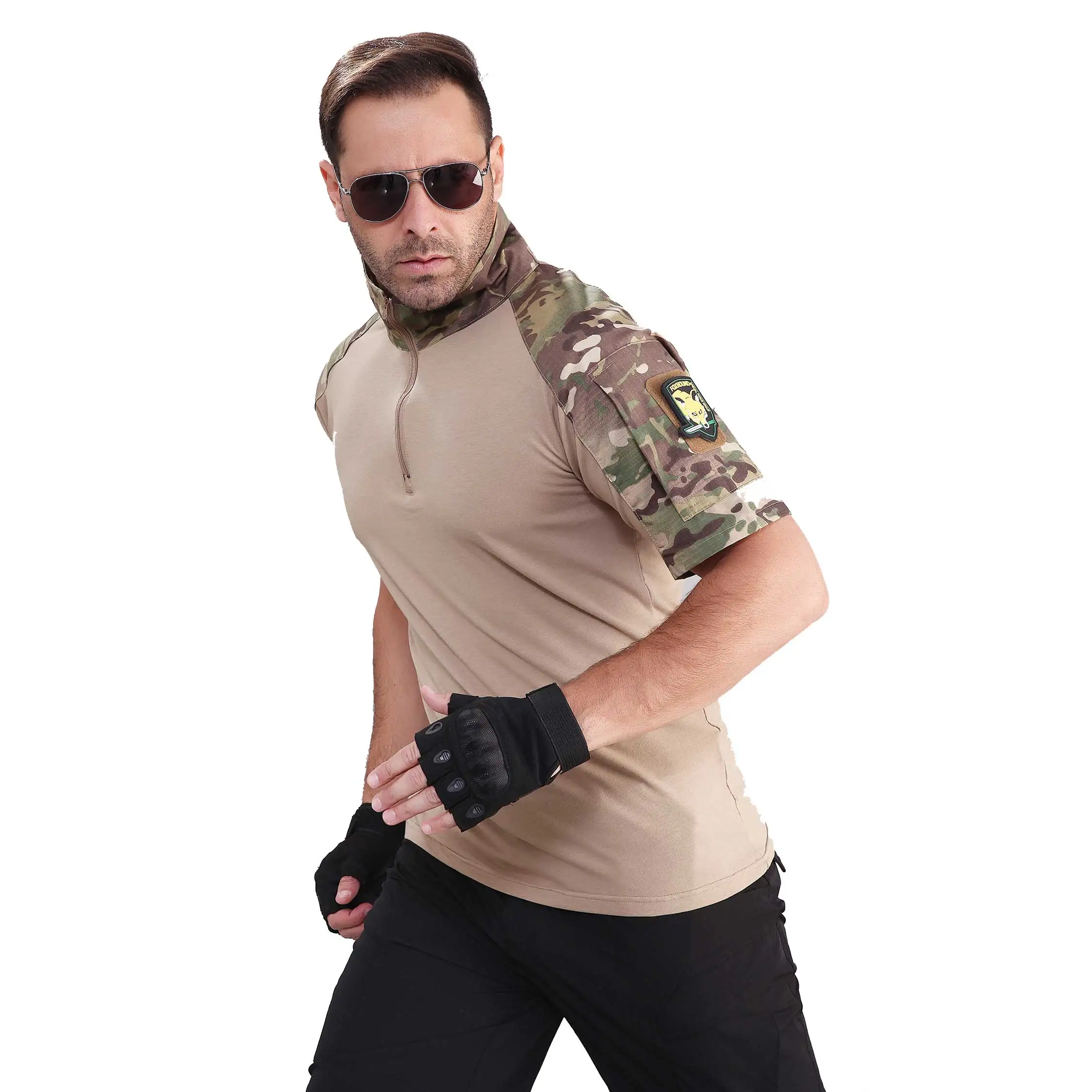 

PAVEHAWK cotton frog suit tactical men's t-shirts plus sizes tactical hunting fishing male 3d round neck short shirt camping p53