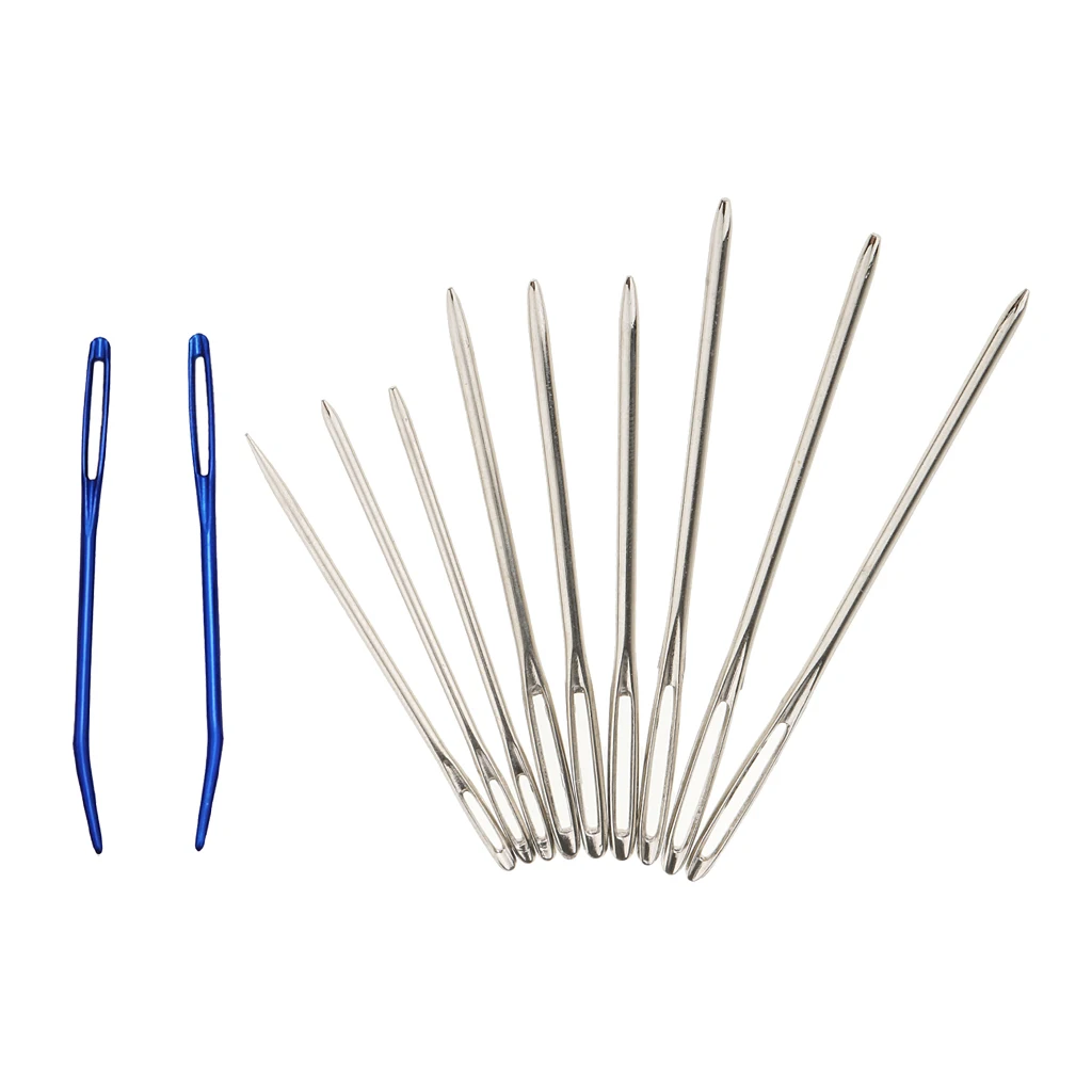 9 Pieces Large Eye Blunt Needles with 2 Pieces Bent Tip Needles for Tapestry Darning