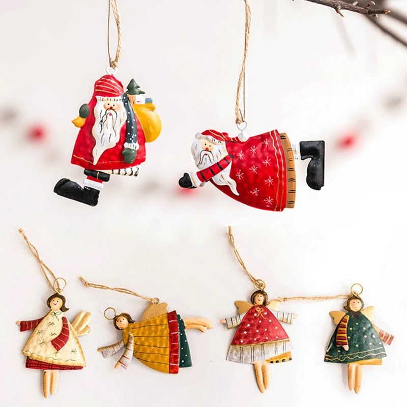 

Christmas Hanging Metal Party Decorations Decorative Santa Claus Hanging Angel Hanging Iron Xmas Tree Decoration