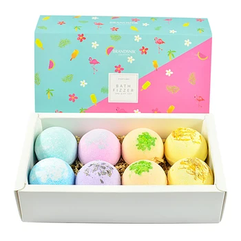 

8pcs Handmade Natural Bath Salt Exfoliating Moisturizing Oil Essential Dried Flower Sea Salt Fragrant Body Bath Bomb Ball Set