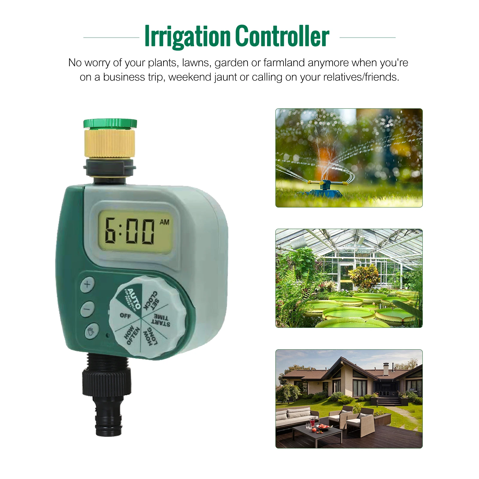 Programmable Digital Hose Faucet Timer Battery Operated Automatic Watering Sprinkler System Irrigation Controller with 1/2Outlet 