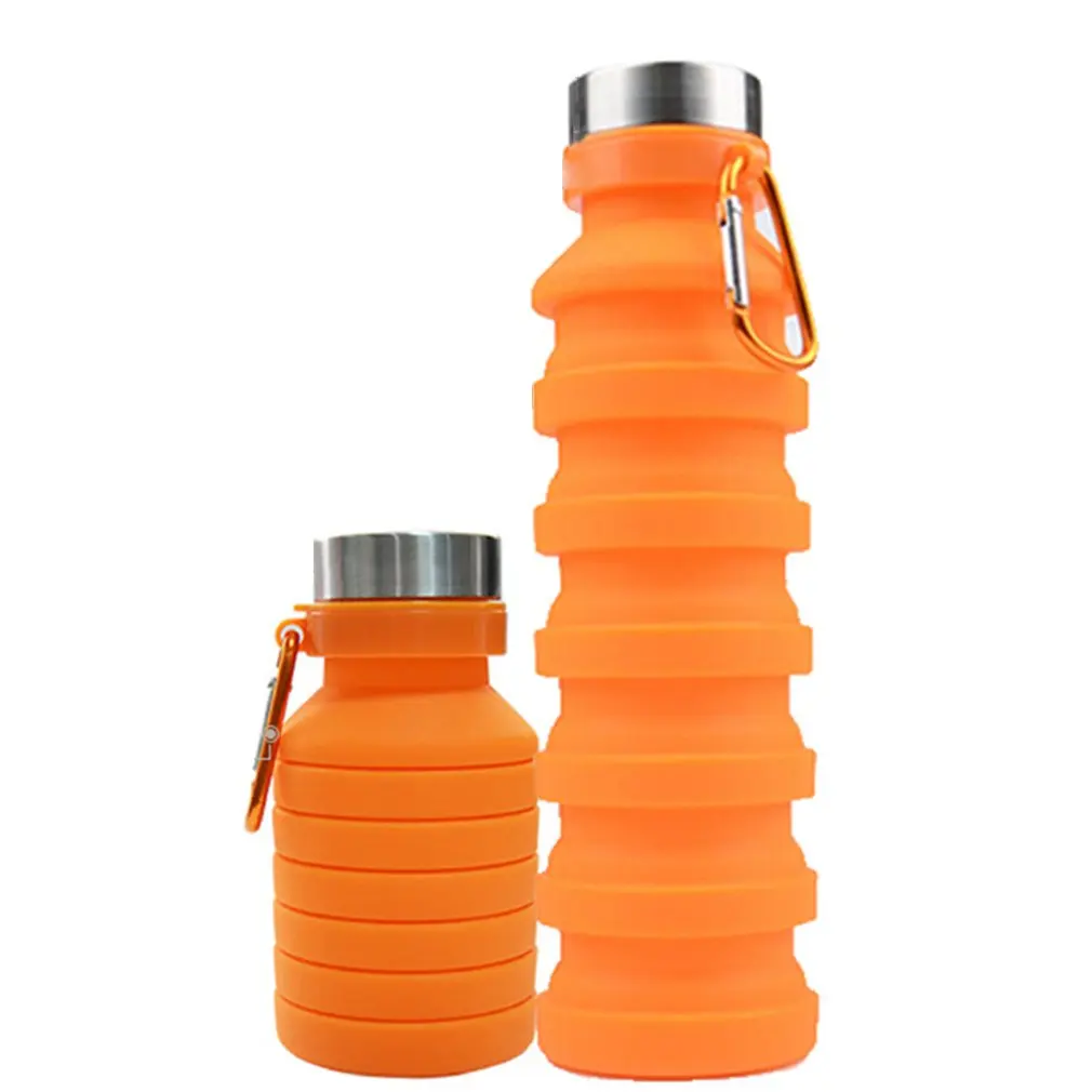 550 мл открытый Телескопический чайник переносные, складные, силиконовые сумки для воды спортивные чашки для мужчин и женщин - Цвет: orange