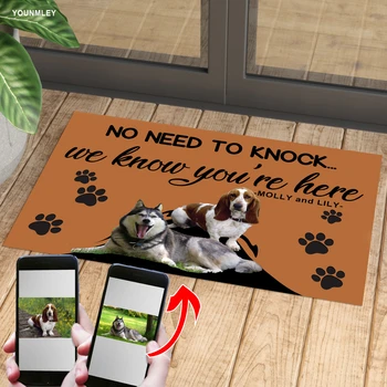 

Custom Personalized doormat Text Name Pet Dog Cat Photo No Need to Knock We Know You're Here,indoor/outdoor carpet Door mat