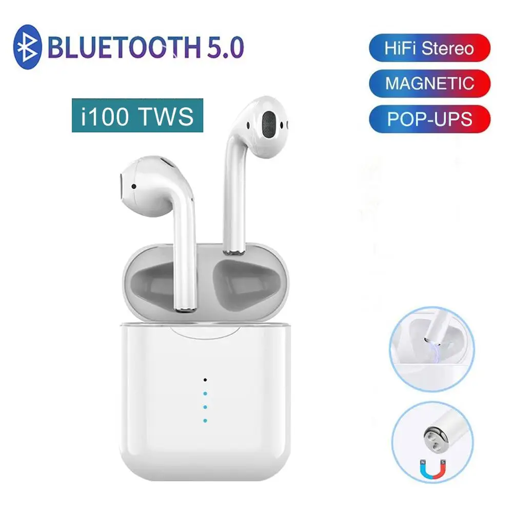 

Verhux i100 TWS Bluetooth 5.0 Earphones - Auto Connect Stereo Earbud Headset with Charging Box Mic for iPhone Samsung Android