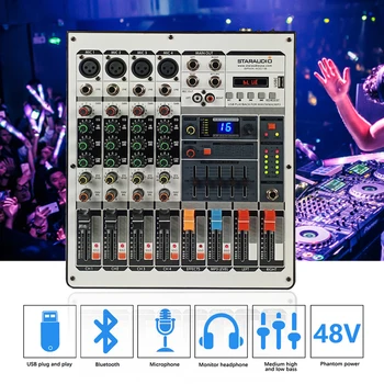 

STARAUDIO 4 Channel Professional Mp3 Player Bluetooth USB Mixing Console Audio Mixer For Stage DJ Bar Clubs Party SPMX-4001B