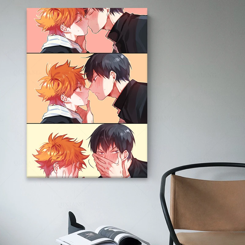 Haikyuu Yaoi Kei Shoyo X Tobio Anime Poster Manga Picture With Solid Wood  Hanging Scroll Canvas Painting - Painting & Calligraphy - AliExpress