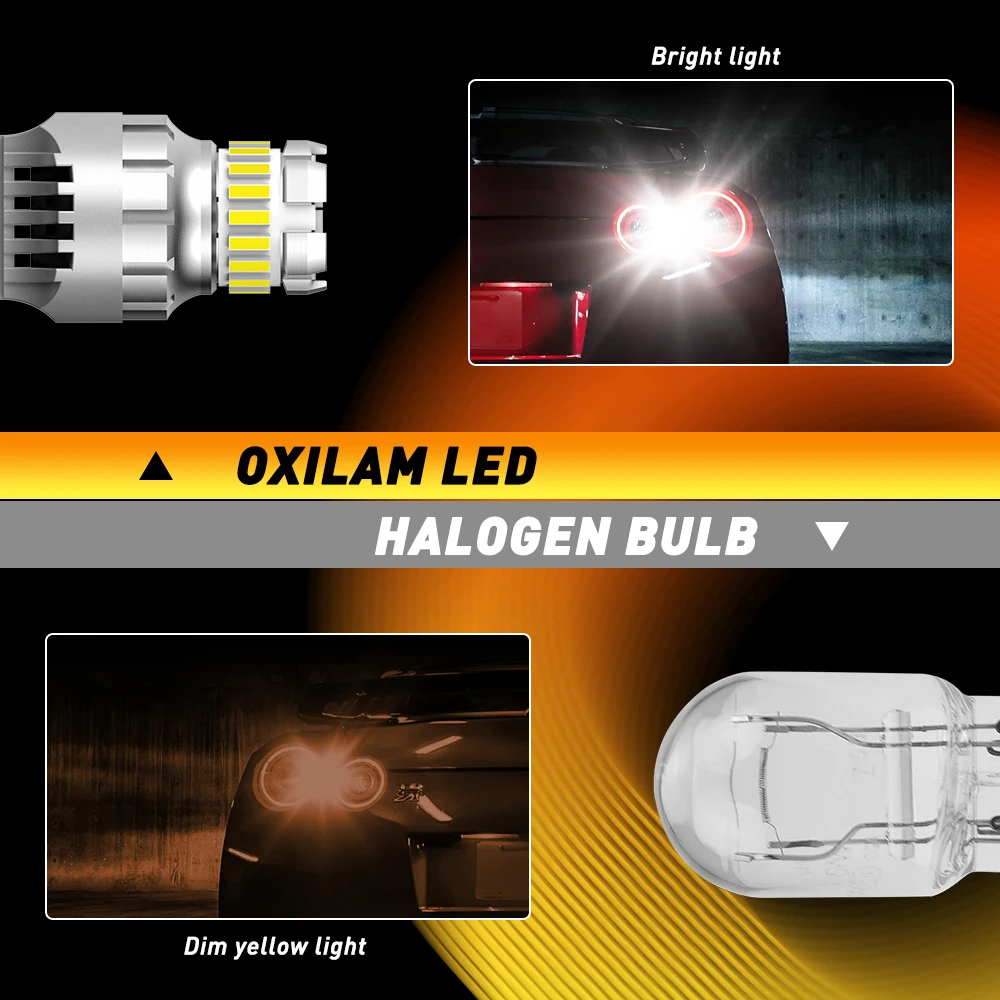 2 pces w21w w21/5w 7443 7440 lâmpadas led canbus anti-hyperflash carro auto luzes lâmpada de freio lâmpadas reversas 6500k branco 12v