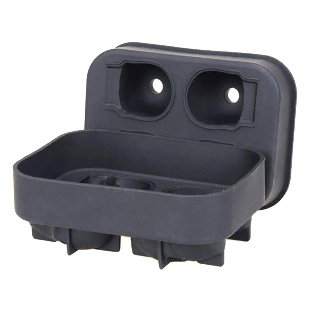 3D Skull Flexible Silicone Ice Cube Mold Tray Makes 4 Giant Skulls Round Ice Cube Maker Black