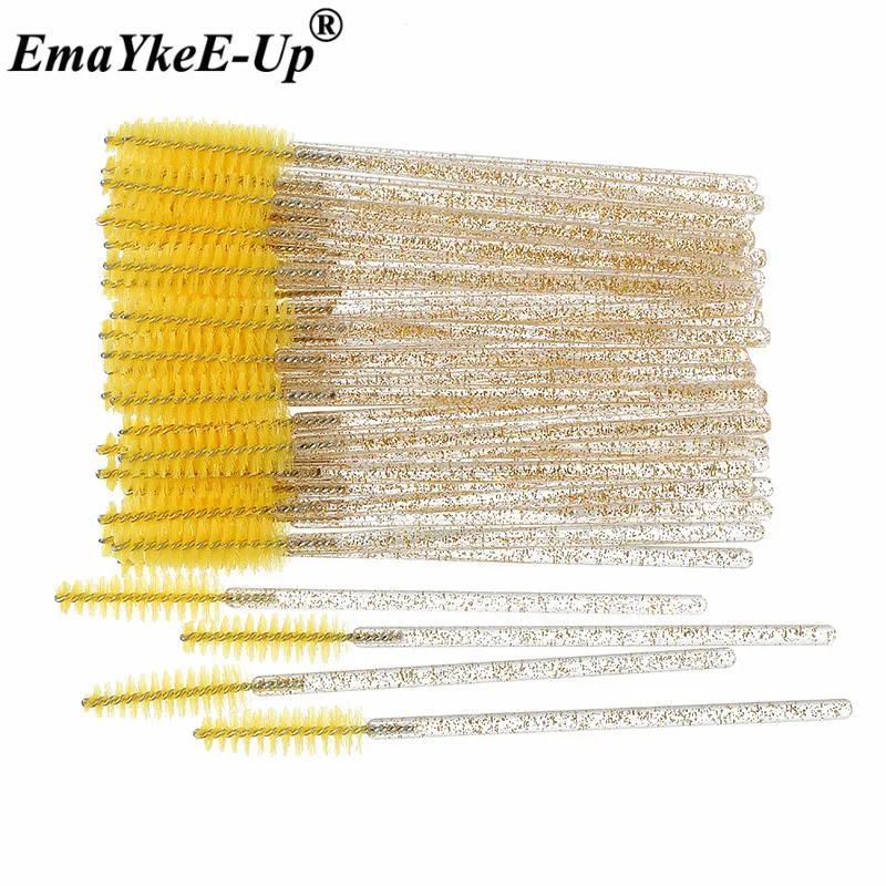 Crystal Yellow 50 шт Женские Модные кисти для ресниц, одноразовые кисти для макияжа, Хрустальные кисти для бровей/ресниц/туши для ресниц, кисти для ресниц - Цвет: Crystal Yellow