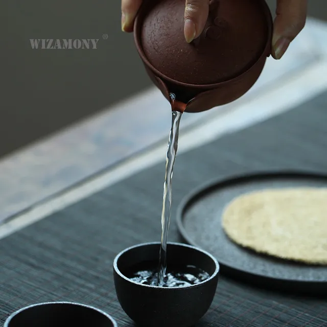 Wizamony Yixing Lila Homok Sörfőzde Teáskanna Eredeti, Mindenképpen Markolat Pot Könnyű Edény Kung Fu Tea Szertartás Retro Egyszerű Takaró Tál - Image 3